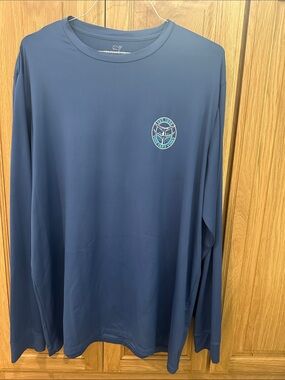 Vineyard Vines Navy Long Sleeve Performance Tee with Small Chest Emblem